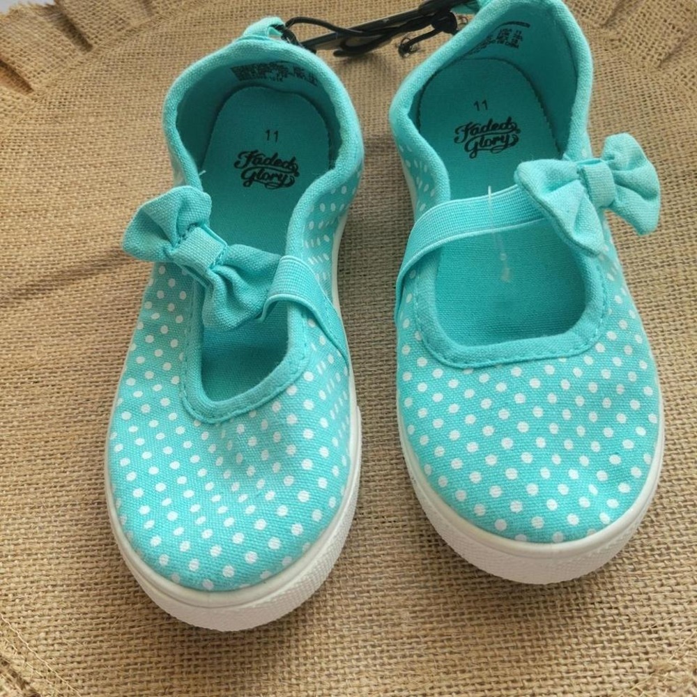 Faded Glory Blue and white polka dot Mary Jane‎ shoes Sz 11